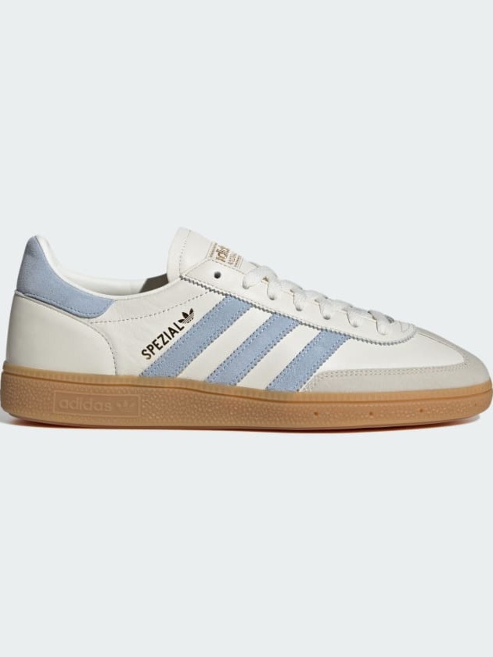 adidas White & Light Blue Handball Spezial Sneakers with Gum Sole